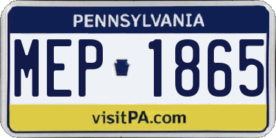 PA license plate MEP1865