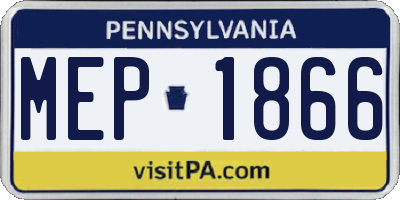 PA license plate MEP1866