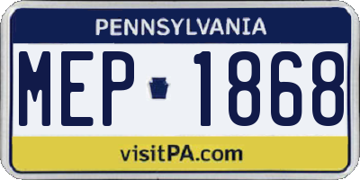 PA license plate MEP1868
