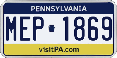PA license plate MEP1869