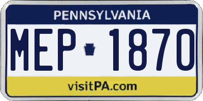PA license plate MEP1870