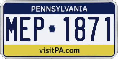 PA license plate MEP1871