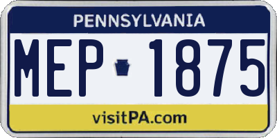 PA license plate MEP1875