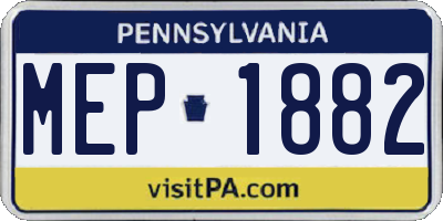 PA license plate MEP1882