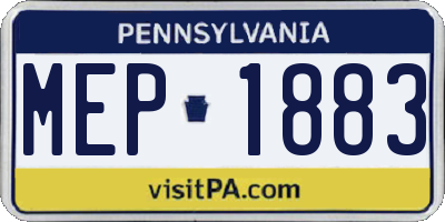 PA license plate MEP1883