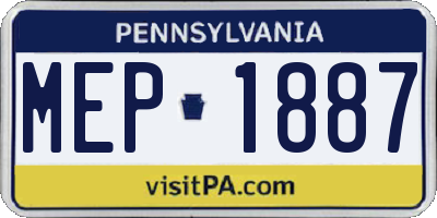 PA license plate MEP1887