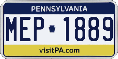PA license plate MEP1889