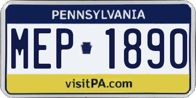 PA license plate MEP1890