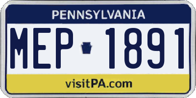 PA license plate MEP1891