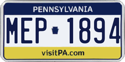 PA license plate MEP1894