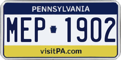 PA license plate MEP1902