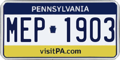 PA license plate MEP1903