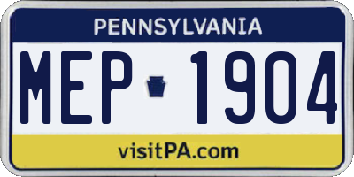 PA license plate MEP1904
