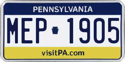 PA license plate MEP1905
