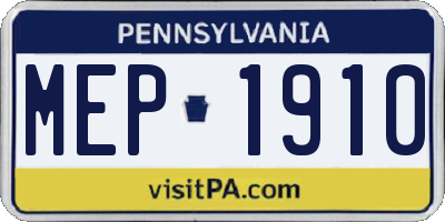 PA license plate MEP1910
