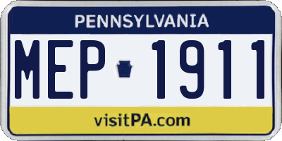 PA license plate MEP1911