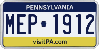 PA license plate MEP1912
