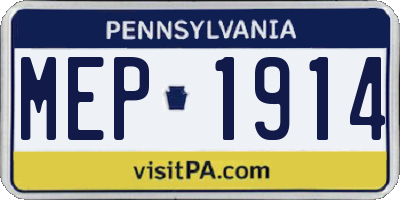 PA license plate MEP1914