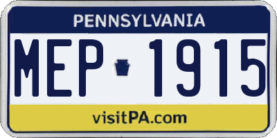 PA license plate MEP1915