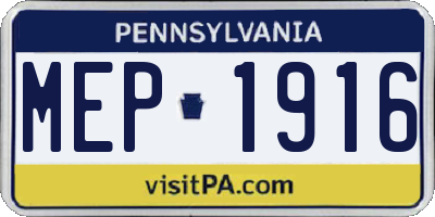 PA license plate MEP1916