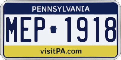PA license plate MEP1918