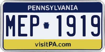 PA license plate MEP1919