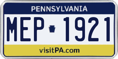 PA license plate MEP1921