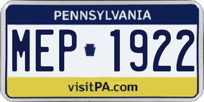 PA license plate MEP1922
