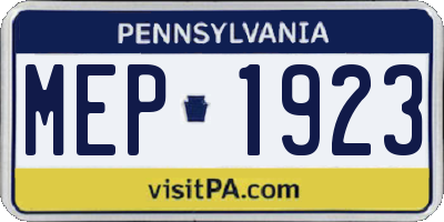 PA license plate MEP1923