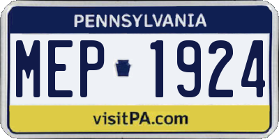 PA license plate MEP1924