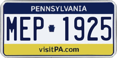 PA license plate MEP1925