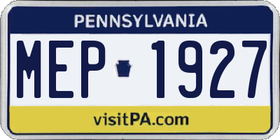 PA license plate MEP1927