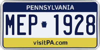 PA license plate MEP1928