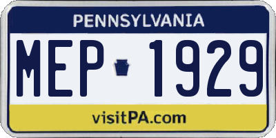 PA license plate MEP1929