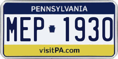 PA license plate MEP1930