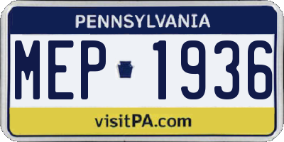 PA license plate MEP1936