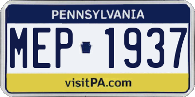 PA license plate MEP1937