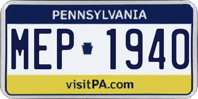 PA license plate MEP1940