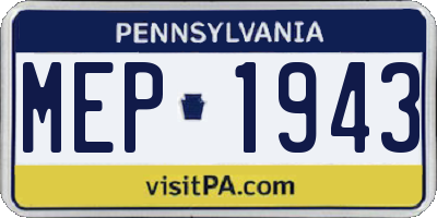 PA license plate MEP1943