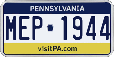 PA license plate MEP1944