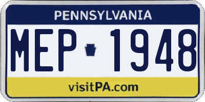 PA license plate MEP1948