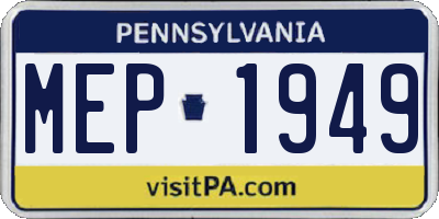 PA license plate MEP1949