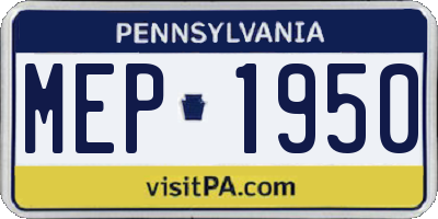 PA license plate MEP1950