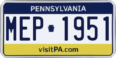 PA license plate MEP1951