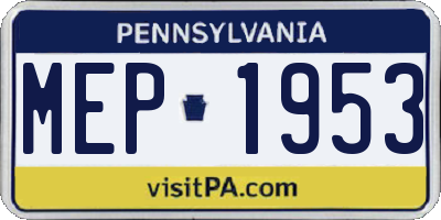 PA license plate MEP1953