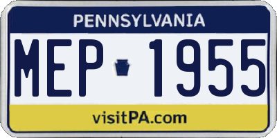 PA license plate MEP1955