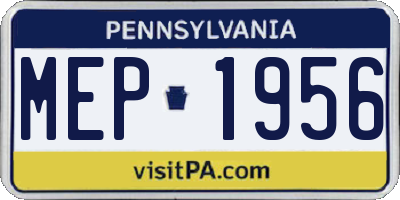 PA license plate MEP1956