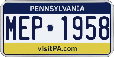 PA license plate MEP1958