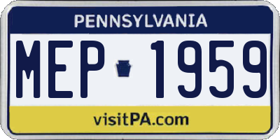 PA license plate MEP1959