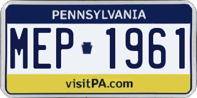 PA license plate MEP1961